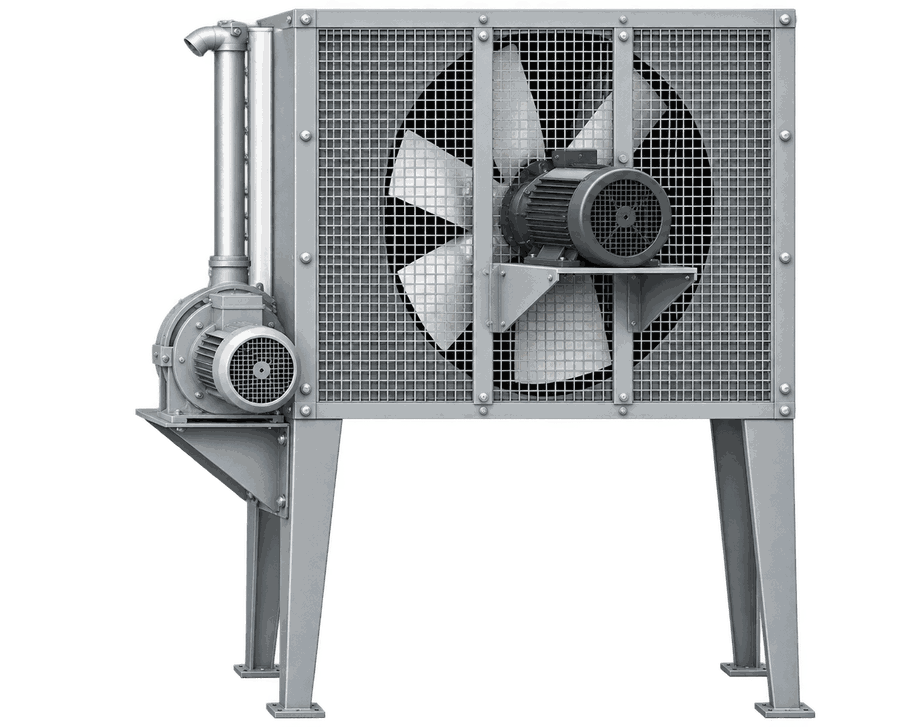 IPAC A Series air-cooled aftercooler, blower-fan style side view