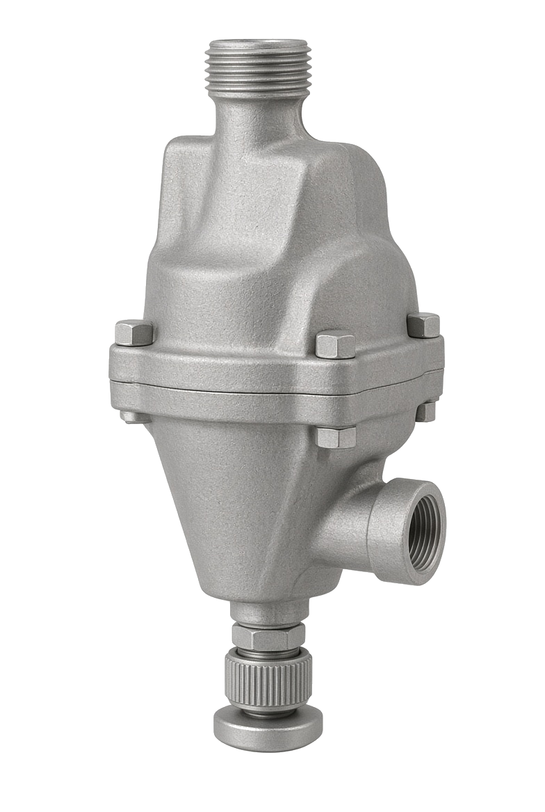 IPAC SAC automatic drain trap, side view